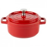 GET Heiss 12 oz. Red / White Enamel Coated Cast Aluminum Mini Coated Cast Aluminum Oval Pot with Lid CA-003-RW/CC GET Heiss 12 oz. Red / White Enamel Coated Cast Aluminum Mini Coated Cast Aluminum Oval Pot with Lid CA-003-RW/CC
