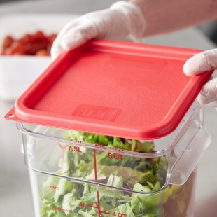 Carlisle 6 and 8 Qt. Red Square Polypropylene Food Storage Container Lid