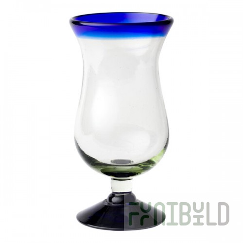 10 Strawberry Street Cobalt Rim 16 oz. Hurricane Glass - 6/Case