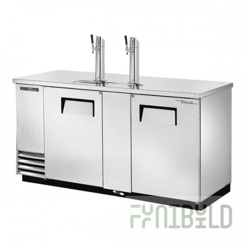 True TDD-3-S-HC 2 Single Tap Kegerator Beer Dispenser - Stainless Steel, (3) 1/2 Keg Capacity