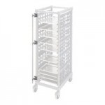 Cambro UPR1826FP40 Camshelving® Ultimate 40 Pan End Load Bun / Sheet Pan Rack with Plastic Casters - Unassembled