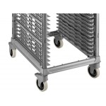 Cambro UPR1826FP40 Camshelving® Ultimate 40 Pan End Load Bun / Sheet Pan Rack with Plastic Casters - Unassembled