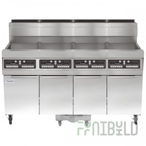 Frymaster SCFHD450G 200 lb. 4 Unit Liquid Propane Floor Fryer System with CM3.5 Controls and Filtration System - 400,000 BTU