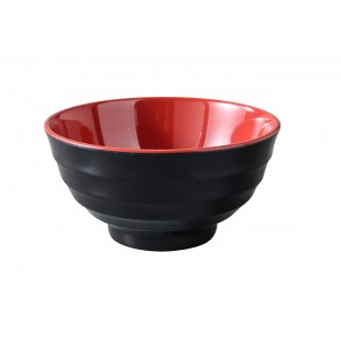Yanco CR-528 22 Oz Round Two-Tone Soup Bowl Melamine Black and Red 22 oz
