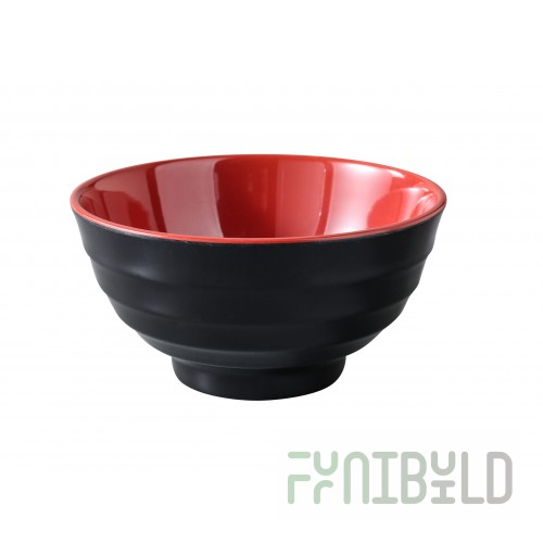 Yanco CR-528 22 Oz Round Two-Tone Soup Bowl Melamine Black and Red 22 oz
