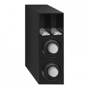 Vollrath 3V-CCS-A-A-S Black 2-Slot Vertical 8 - 44 oz. Countertop Cup Dispenser Cabinet with 1 Straw Pocket