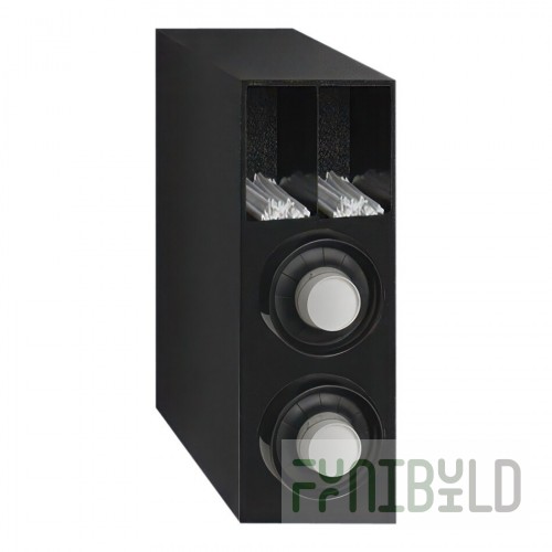 Vollrath 3V-CCS-A-A-S Black 2-Slot Vertical 8 - 44 oz. Countertop Cup Dispenser Cabinet with 1 Straw Pocket