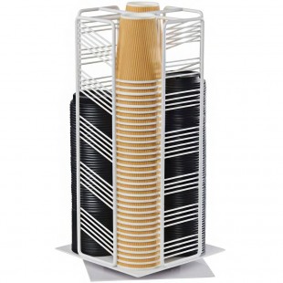 Cal-Mil 4104-15 Portland White Wire 4-Section Revolving Cup and Lid Organizer
