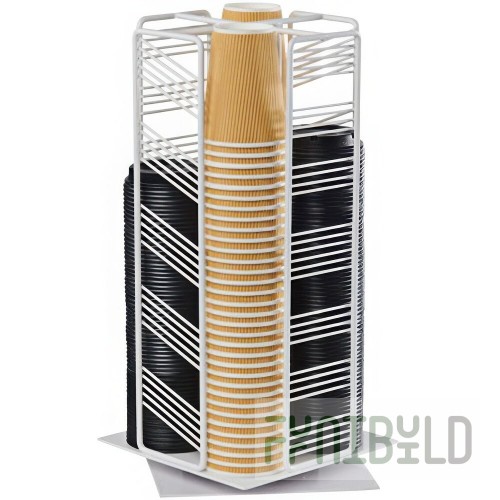 Cal-Mil 4104-15 Portland White Wire 4-Section Revolving Cup and Lid Organizer