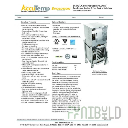 AccuTemp E62083D080 DBL 27 Inch Electric Steamer Floor Model Stainless Steel