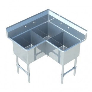 Sapphire Manufacturing SMCS-3-2020D Corner Sink 3-compartment 63