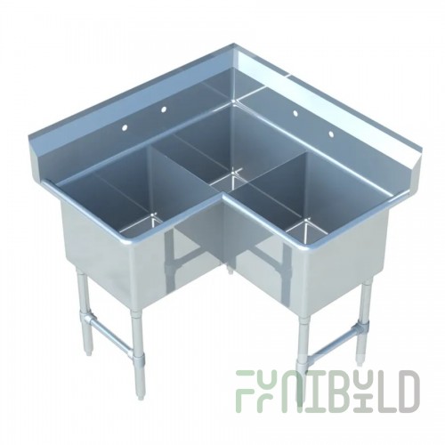 Sapphire Manufacturing SMCS-3-2020D Corner Sink 3-compartment 63