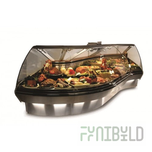 Hussmann Q1-DC-12 144 Inch Refrigerated Deli Service Case with Curved Glass