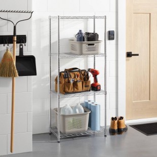 Eagle A4-74-2160C 60 Inch 4-Tier Wire Shelving Unit Chrome Finish with Hooks