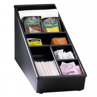 Dispense Rite NLS-1BT 8 Inch Condiment Caddy Polystyrene with 6 Sections Black