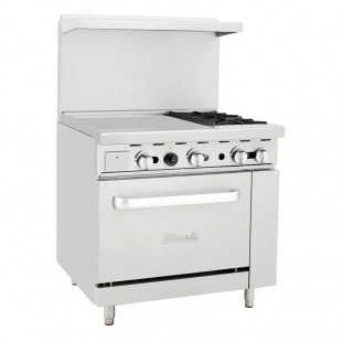 Migali Industries C-RO2B-24GL-LP 36 Inch Gas Range with Griddle Liquid Propane 2 Burners 139000 BTU