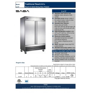 SABA S-47F Freezer Reach-in Two-section