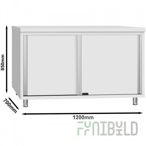 Wall-mounted table NBMSZK-12/7B compartment (1200x700x850mm, stainless steel)