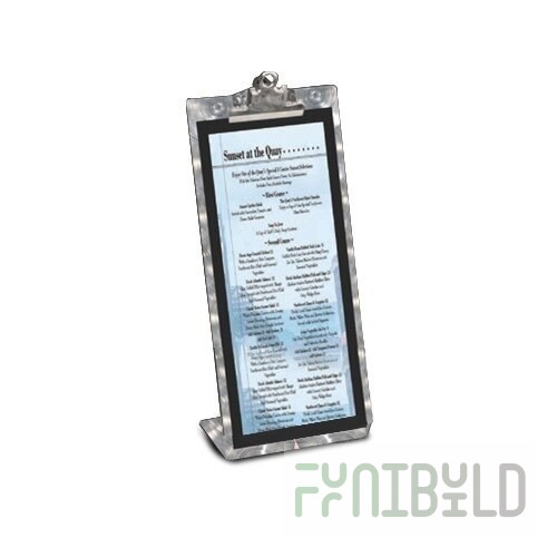Menu Solutions MTCL-57 Alumitique Aluminum Menu Tent with Clip - Swirl Finish - 5