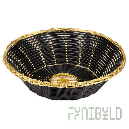 1880 Hospitality BBV-8R 8 Inch Diameter Woven Basket with Odor Resistant Black Vinyl Cord