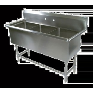 John Boos 2PB1824 41 Inch Pro-Bowl Sink Two Compartment Stainless Steel with Backsplash