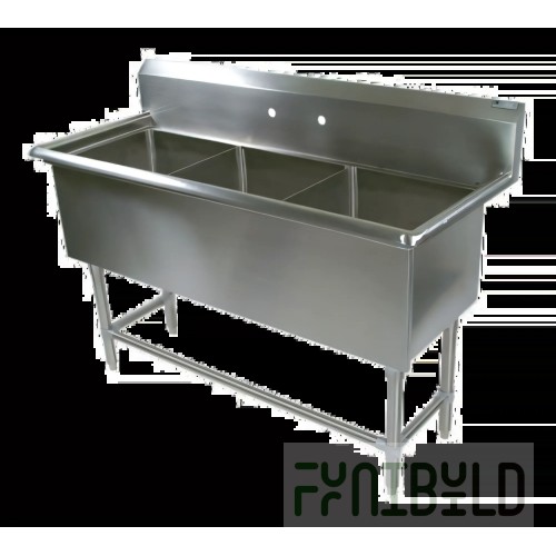 John Boos 2PB1824 41 Inch Pro-Bowl Sink Two Compartment Stainless Steel with Backsplash