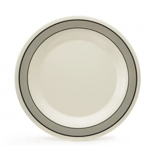 GET Enterprises WP-10-CA 10-1/2 Inch Round Plate BPA Free Melamine White Gray Rim