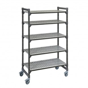 Cambro EXMU245470V5480 24 Inch 5 Tier Mobile Shelving Unit Gray with Antimicrobial Protection