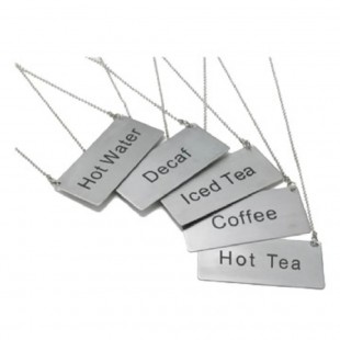 Winco SGN-201 3-1/2 Inch Beverage Chain Sign Hot Tea Stainless Steel with Chain