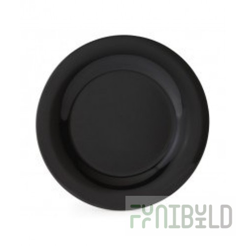 GET Enterprises WP-9-BK 9 Inch Diameter Round Plate Black Melamine with Wide Rim