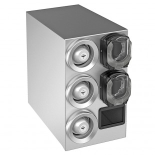 Vollrath K58842 Stainless Steel 3-Slot 8 - 44 oz. Countertop Cup Dispenser Cabinet with 2 LidSaver® 3 Dispensers and 1 Straw Pocket