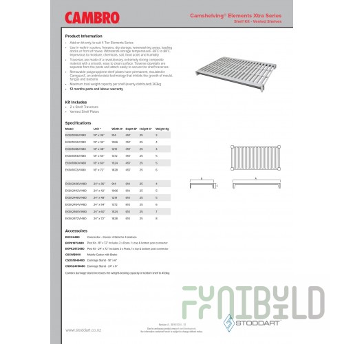 Cambro EXSK1848V1480 48 Inch Vented Shelf Kit with Camguard Antimicrobial Protection
