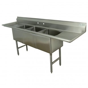Advance Tabco FC-3-1620-24RL-X 96 Inch Fabricated Sink with Right and Left Drainboards