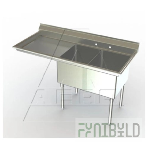 AERO Manufacturing MF2-2424-18LR 87 Inch Economy Sink Two Compartment with Drainboards