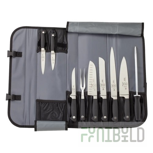 Mercer Culinary M21810 10-Pocket Roll Knife Set with German Steel Blades