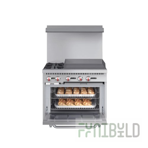 Koolmore KM-CRG36G-NG 36 Inch Stainless Steel Gas Range with 3 Burners 30000 BTU