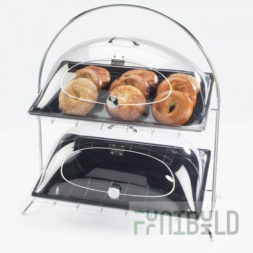 Cal Mil SR1600-13 34 Inch Display Stand Set 2 Tier with Diamond Plates Black Metal