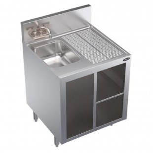 Krowne KR24-24SC-L 24 Inch Open Front Underbar Wet Waste Cabinet Stainless Steel