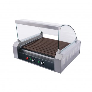 CAC China HDRS-11N 23 Inch Hot Dog Grill Electric with Sneeze Guard Removable Drip Tray