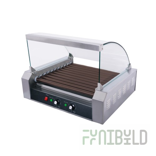 CAC China HDRS-11N 23 Inch Hot Dog Grill Electric with Sneeze Guard Removable Drip Tray