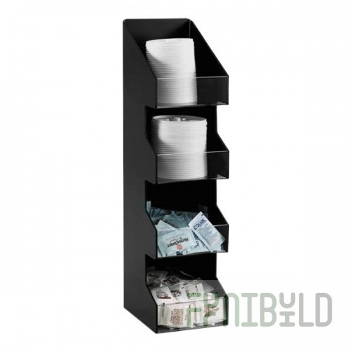 Dispense-Rite Black Polystyrene 4-Section Built-In Vertical Lid Organizer FMVL-4