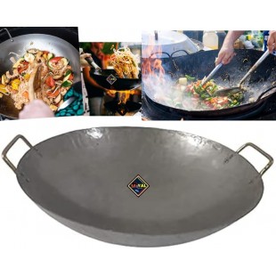 GSW USA WK-24 24 Inch Chinese Wok Double Handle Handmade Iron for Catering