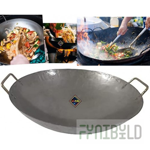 GSW USA WK-24 24 Inch Chinese Wok Double Handle Handmade Iron for Catering