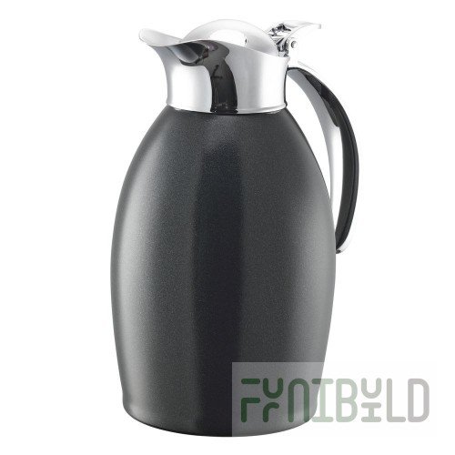 Service Ideas 981C10BS 4-3/4 Inch 1 Liter Carafe Stainless Steel with Flip Top Stopper
