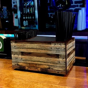 1880 Hospitality NH1256 12 Inch Bar Caddy Wooden Black with Metal Corners