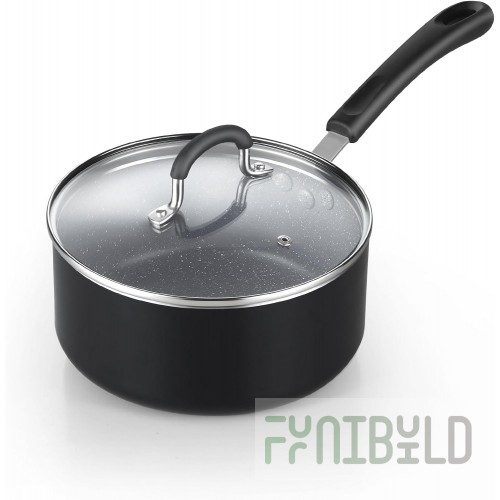 Saucepan (cast aluminum) d=300/85 in. with glass lid, 2 handles, AP coating art. C-308a (Kumor) pack.3 pcs.