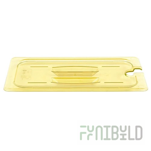 Cambro 30HPCHN150 1/3 Size Hi-Temp Plastic Food Pan Cover Notched Amber