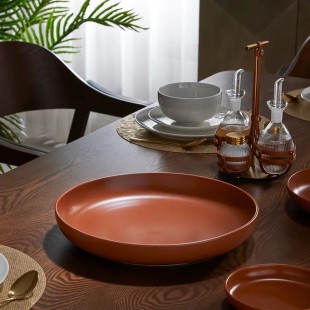 JB Prince RB187 16 Inch Rectangular Marble Forest Platter Brown