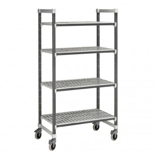 Cambro EXMU214270V4480 21 Inch 4 Tier Mobile Shelving Unit with Antimicrobial Gray