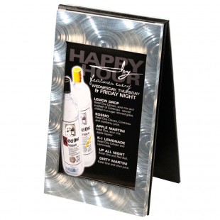 Menu Solutions CHMT-B Double View Aluminum / Vinyl Menu Tent with Swirl Finish - 5